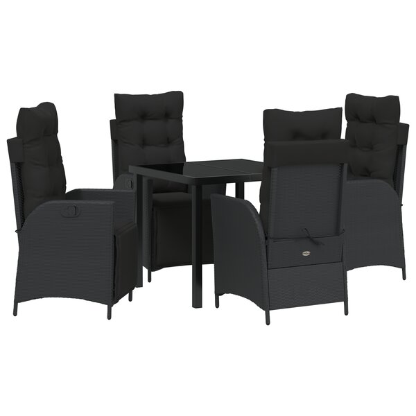 vidaXL Ensemble de salle à manger de jardin 5 pièces Noir Poly Rattan