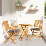 vidaXL Chaises de jardin pliantes avec coussin gris - 2 pièces en bois d'acacia massif