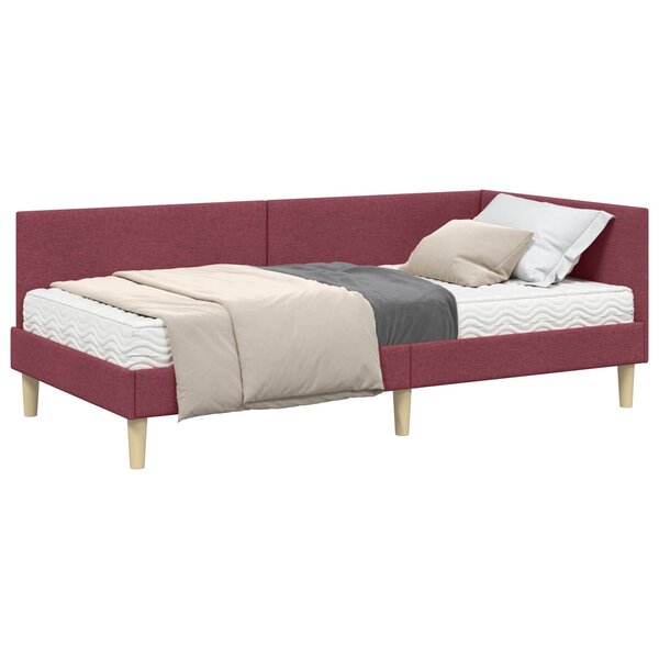 vidaXL Cadre de lit d'angle avec matelas 2 pc Bordeaux 90 x 190 cm