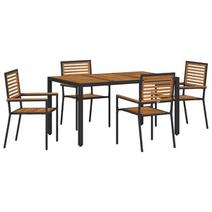 vidaXL Ensemble de salle à manger pour jardin 5 Pièces Noir