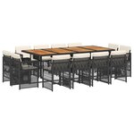 vidaXL Ensemble à manger de jardin 13 Pièces coussins noir résine tressée