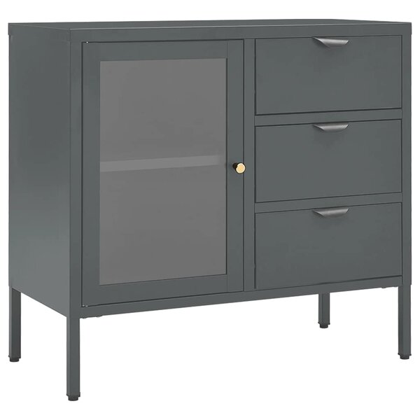 vidaXL Buffet Anthracite 75x35x70 cm Acier et verre trempé