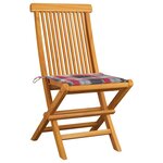 vidaXL Chaises de jardin avec coussins motif carreaux 8Pièces Teck massif