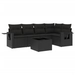 vidaXL Salon de jardin 6 Pièces avec coussins noir résine tressée