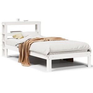 vidaXL Cadre de lit avec tête de lit sans matelas blanc 75x190 cm