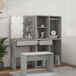 vidaXL Ensemble de coiffeuse avec LED Sonoma gris Bois d'ingénierie