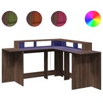 vidaXL Bureau et lumières LED chêne marron bois d'ingénierie