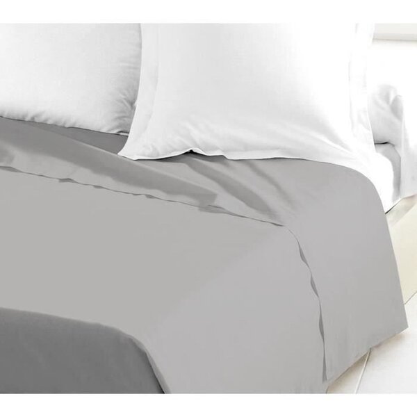 Drap Plat 100  coton 180 x 290 cm gris clair
