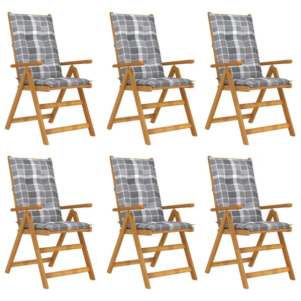 vidaXL Chaises pliables de jardin 6 Pièces avec coussins Bois d'acacia