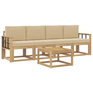 vidaXL Ensemble de canapés d'extérieur 5 pc Blanc et Beige