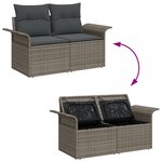 Set de Canapé de Jardin de 6 Pièces avec Coussins en Poly Rattan Gris