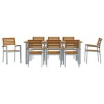 vidaXL Ensemble de salle à manger pour jardin 5 Pièces Gris et marron