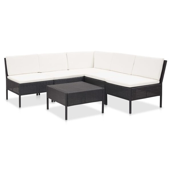 Salon de jardin meuble d'extérieur ensemble de mobilier 6 pièces avec coussins résine tressée noir 02_0016915
