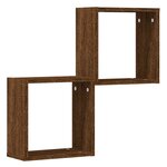 vidaXL Étagères murales sous forme cube 2 Pièces chêne marron 30x15x30cm