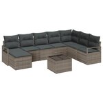 vidaXL Ensemble de canapé de jardin 9 Pièces Gris Poly rotin