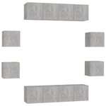 vidaXL Ensemble de meubles TV 8 Pièces Gris béton Bois d'ingénierie