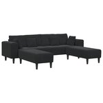 vidaXL Canapé en velours avec coussin 3 Pièces Noir 208 cm Velours
