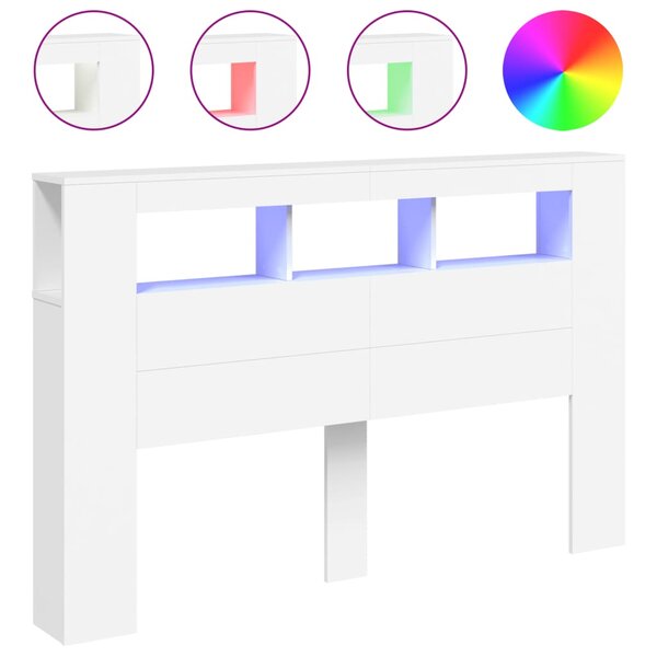 vidaXL Tête de lit à LED blanc 160x18 5x103 5 cm bois d'ingénierie