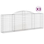 vidaXL Paniers à gabions arqués 3 Pièces 300x30x100/120 cm fer galvanisé