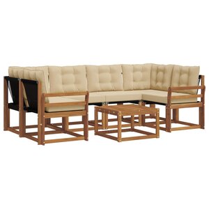 vidaXL Ensemble de canapés d'extérieur 7 Pièces Naturel et Beige