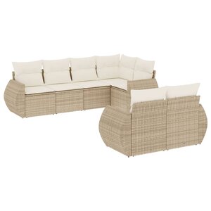 vidaXL Salon de jardin avec coussins 7 Pièces beige résine tressée
