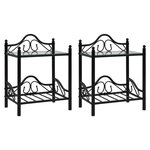 vidaXL Tables de chevet 2 Pièces Acier et verre trempé 45x30 5x60 cm Noir