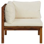 vidaXL Canapé d'angle sectionnel et coussin blanc crème Bois d'acacia