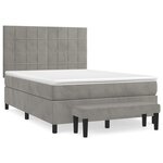 vidaXL Sommier à lattes de lit et matelas Gris clair 140x190cm Velours