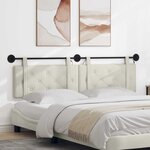 vidaXL Tête de lit suspendue Avec lumière LED Crème Velours