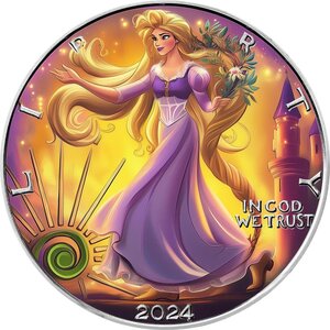 Pièce de monnaie en Argent 1 Dollar g 31.1 (1 oz) Millésime 2025 Liberty Tales RAPUNZEL