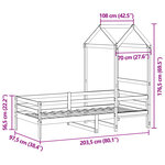 vidaXL Lit de jour avec toit sans matelas blanc 90x200 cm bois massif