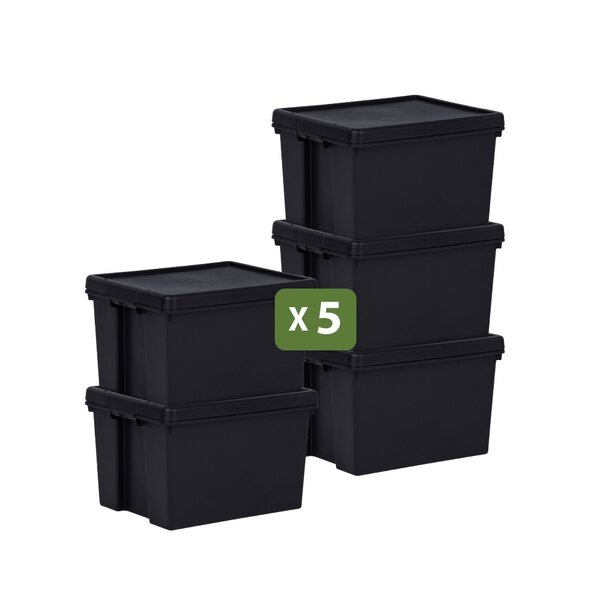 Pack and Move - Lot 5 Boîtes Stockage Plastique - 40 x 50 5 x 32 cm - 380KG Max - Stockage  Outils  Bricolage - Ultra Résistant - Réutilisable - 45L