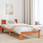 vidaXL Cadre de lit avec tête de lit Marron Ciré 90x200 cm Bois de pin massif