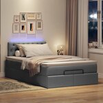 vidaXL Lit ottoman avec matelas et LED gris foncé 120x190 cm tissu