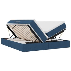 vidaXL Lit avec rangement et matelas Bleu 200 x 200 cm Polyester