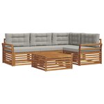 vidaXL Ensemble de canapés d'extérieur 5 Pièces Gris Naturel et Clair