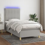 vidaXL Sommier à lattes de lit et matelas et LED Gris clair 90x200cm