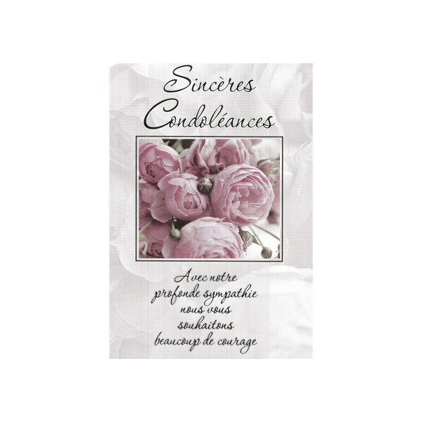 Carte de voeux - condoléances - sincères condoléances - roses