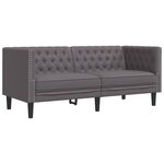 vidaXL Ensemble de canapé Chesterfield 3 Pièces gris similicuir