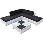 vidaXL Salon de jardin 6 Pièces avec coussins résine tressée blanc