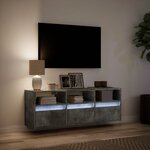 vidaXL Meuble TV mural avec lumières LED gris béton 130x31x45 cm
