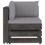 Vidaxl salon de jardin 5 pièces avec coussins bois imprégné de gris