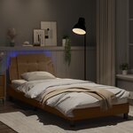 vidaXL Cadre de lit avec lumières LED cappuccino 80x200 cm similicuir