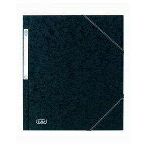 Chemise 3 rabats à élastiques Carte Eurofolio 5/10eme 24 x 32 cm Noir ELBA