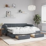 vidaXL Lit de jour avec gigogne et tiroirs gris foncé 80x200cm velours