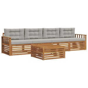 vidaXL Ensemble de canapés d'extérieur 5 pc Gris Naturel et Clair