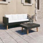 vidaXL Salon de jardin 2 Pièces avec coussins Résine tressée Noir