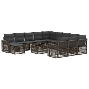 vidaXL Ensemble de canapé de jardin 13 pc Gris et Gris foncé polyrotin