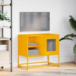 vidaXL Meuble TV jaune moutarde 68x39x60 5 cm acier
