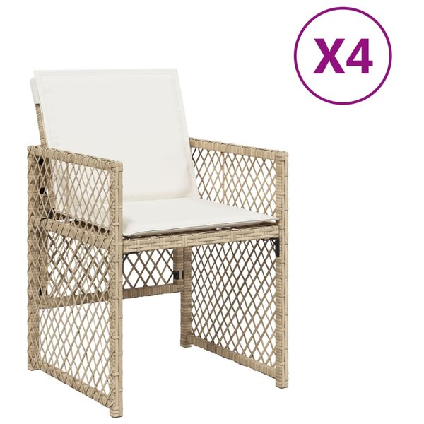 vidaXL Chaises de jardin avec coussins lot de 4 beige résine tressée